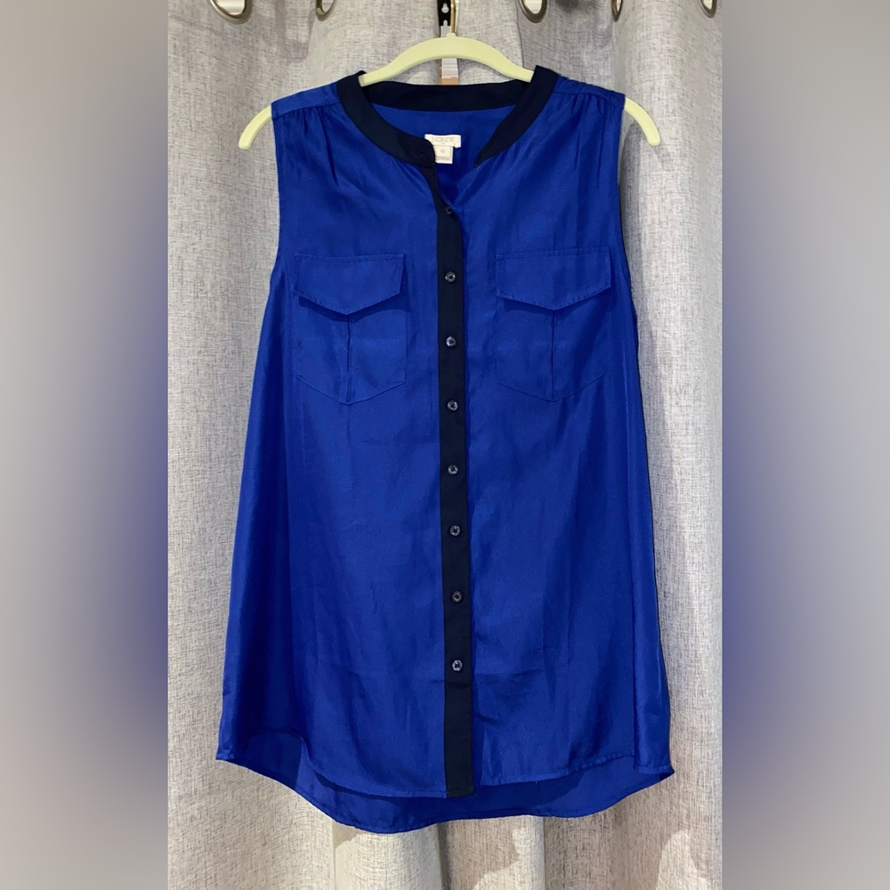 J.Crew Royal Blue Sleeveless Tipped Draped Tank